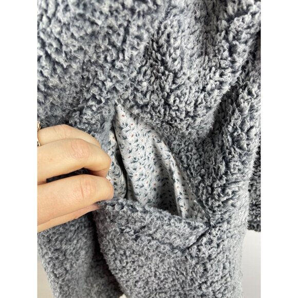 Sundance Women's Medium Oversized Hooded Faux Fur Shacket Coatigan Pockets Gray - Picture 4 of 6